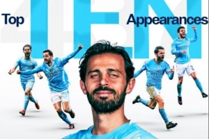 里程碑！B席第437次代表曼城出场，跻身队史出场次数榜前十