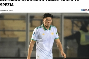 官方：罗马青训中场亚利桑德罗·罗马诺被租借到意乙球队斯佩齐亚