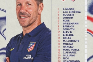 马竞欧冠大名单：格列兹曼、小蜘蛛领衔，瑟尔洛特、小西蒙尼在列